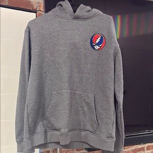 Classic Gray Hoodie with Iconic Patch